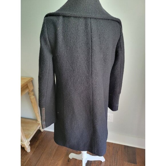 $398 CLUB MONACO Women’s Halli Coat 100% Italian Wool Lamb Leather Cuffs Medium - Picture 4 of 7